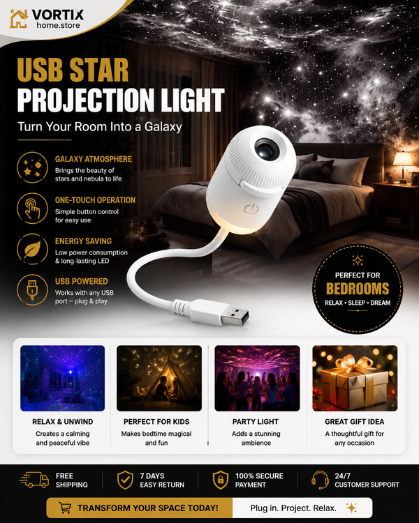 🌌 USB Star Projector Light – Turn Your Room Into a Galaxy ✨